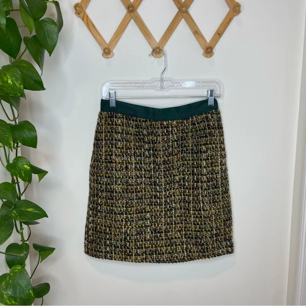 KATE SPADE Kylie Boucle Tweed Skirt in Green